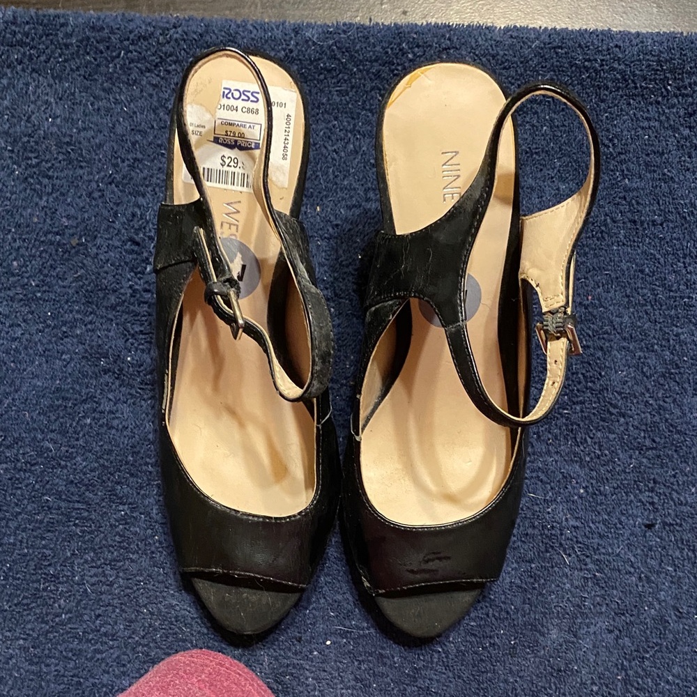 Nine West Black Peep-Toe Heels